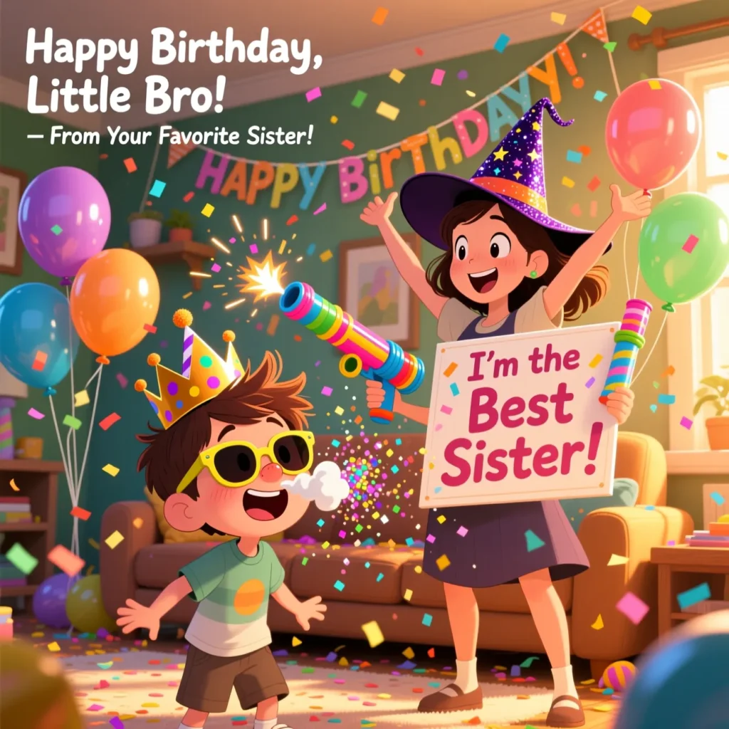 Funny Birthday Wishes for Younger Brother from Sister